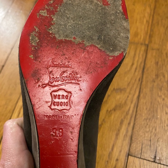 CHRISTIAN LOUBOUTIN Grey Suede Wedges - Picture 4 of 4